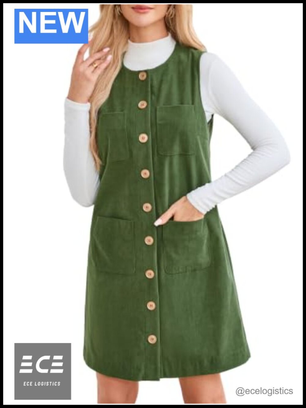 Womens Corduroy Overall Dress Pinafore Mini with Pockets